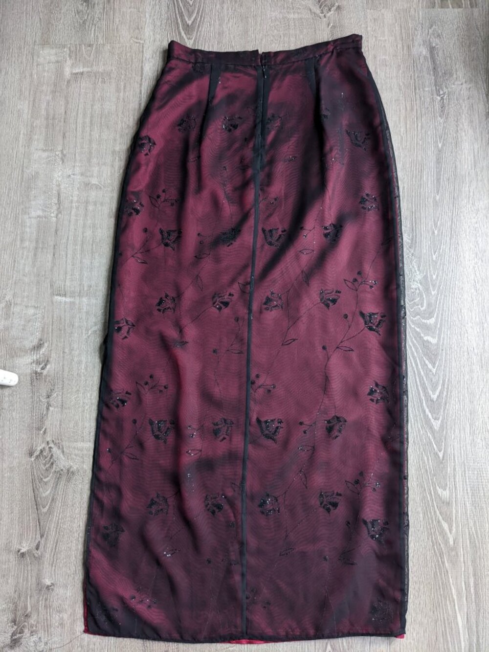 Chelsea Nites Burgundy Satin Formal Maxi Skirt Size 12